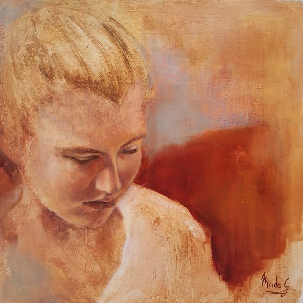 esencia retrato 20×20 técnica mixta seleccionado por MEAM Barcelona